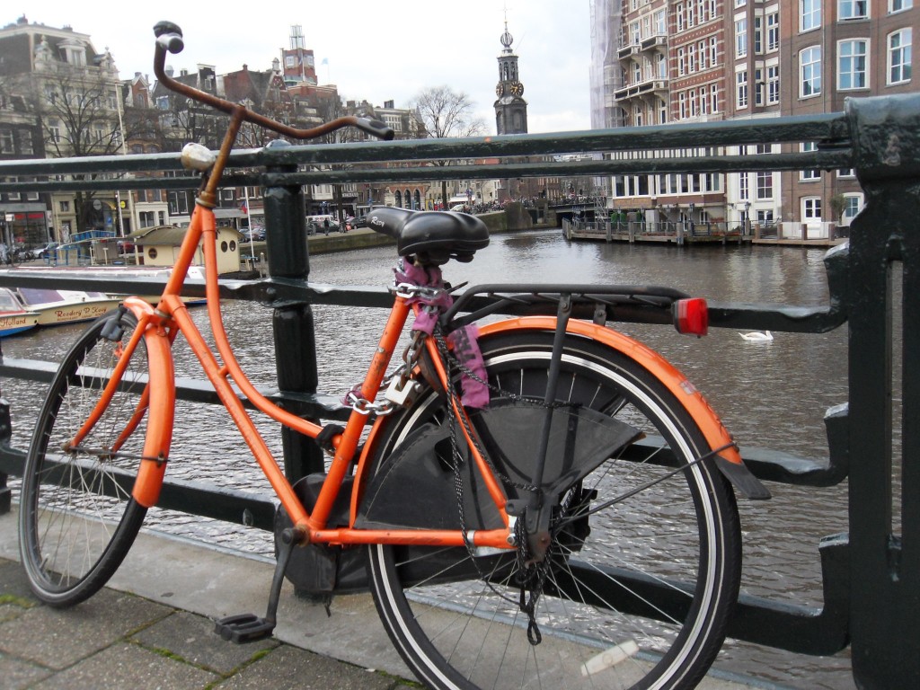 amsterdam bike on canal in city