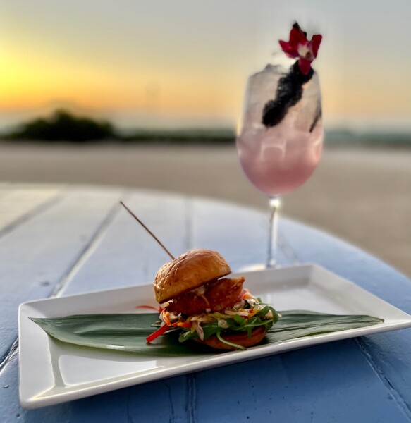 cocktails at sunset with local lobster slider on the Florida Keys Food Tour