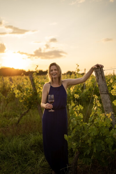 Stepanie Rivin French Blue Wine Sunset Vineyards Bordeaux France